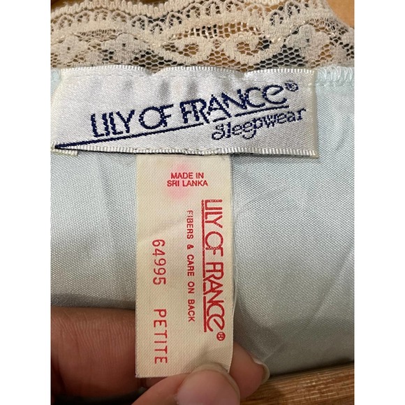 Vintage Lily Of France Teddy Lingerie Satin Baby Blue W/ Gold - Picture 3 of 3